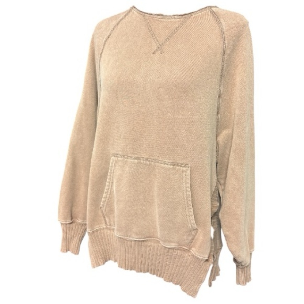 American Eagle Outfitters Beige Washed Crewneck Pullover Size XS